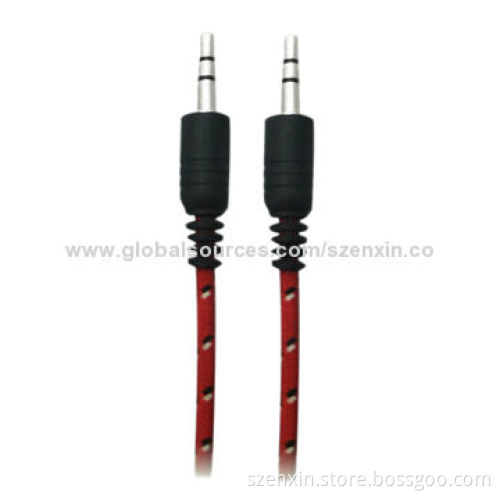 Audio Fabric Cable, 3.5 to 3.5mm Right Connector Type